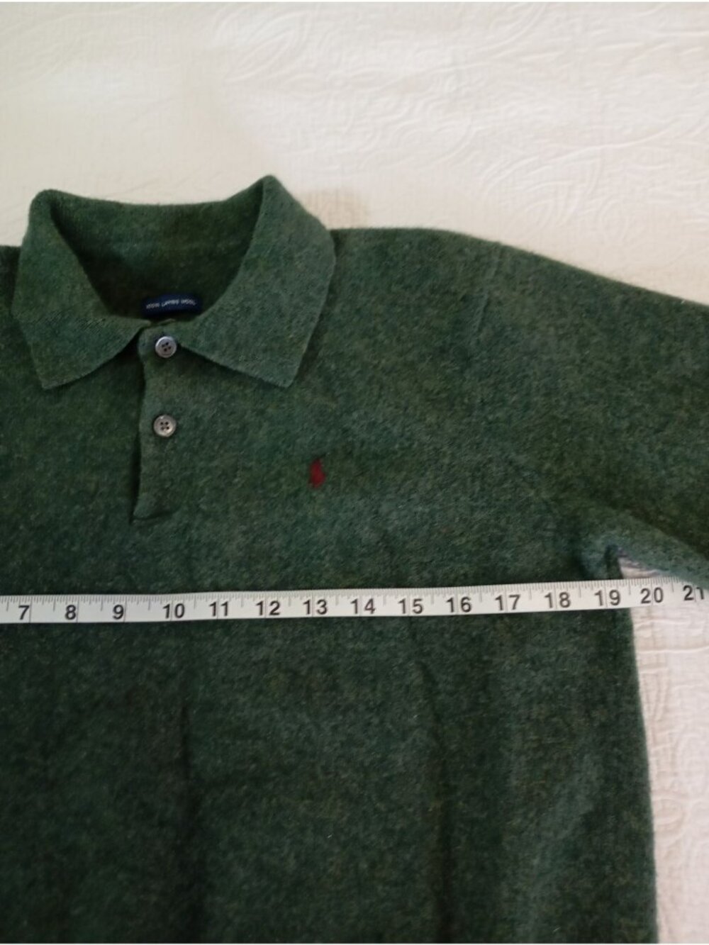Ralph Lauren Green Lambswool Polo Sweater Long Sleeve Mens Size M - Picture 6 of 8